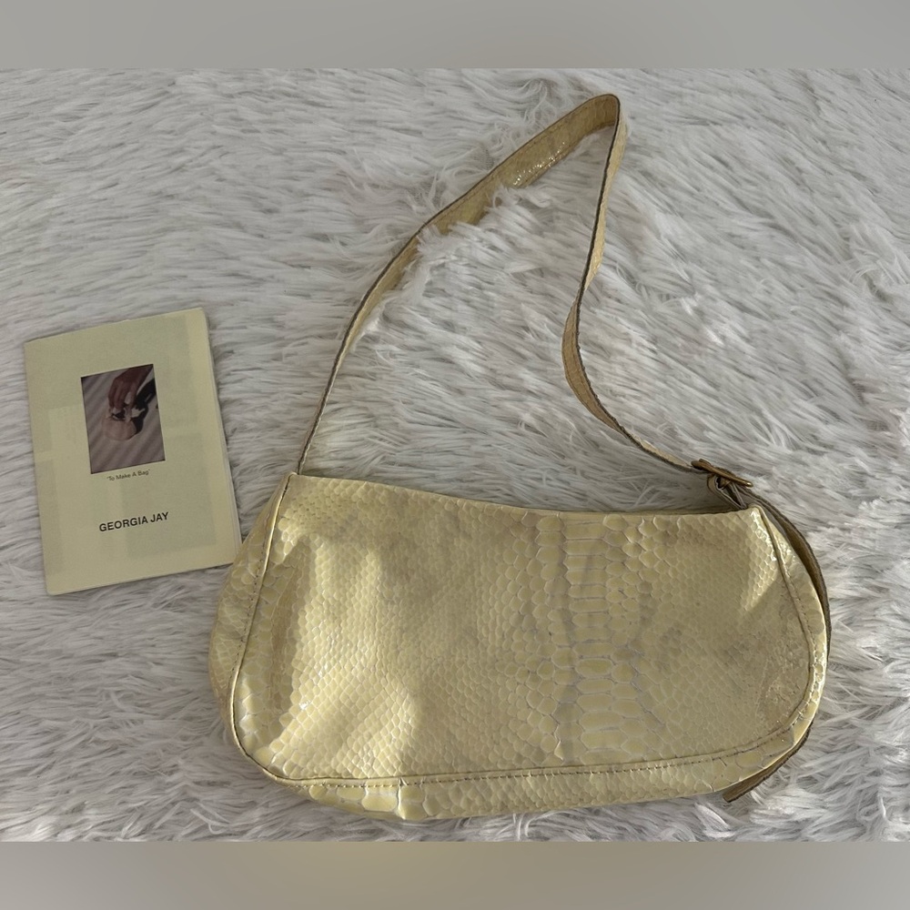 Georgia Jay Zaha Patent Butter Snake Embossed‎ Baguette Bag Handbag HTF